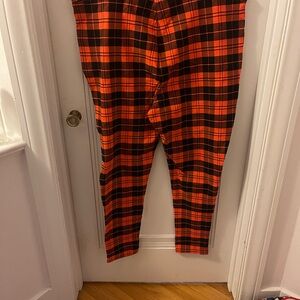 Fun Plaid Pants - Orange and Black